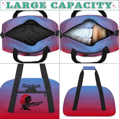 Personalized Martial Art Bag Duffel Bag for Boys Girls, Custom Taekwondo Karate Bag for Travel Weekender Practice Gradient Red
