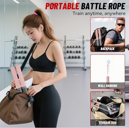 Cordless Ropeless Battle Ropes for Home Gym – Portable Weighted Workout Rope for HIIT, Cardio & Strength Training, Low-Impact Full Body Exercise Equipment for Men & Women