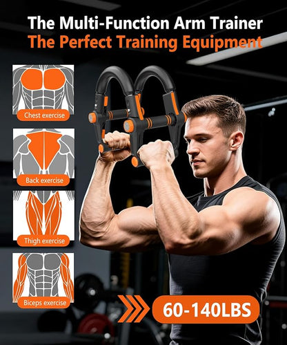 Twister Arm Trainer - 3-in-1 Adjustable Chest Workout Equipment,Portable Home Gym Chest & Arm Workout, Push Up Bars, 60-140lbs Resistance for Men Women