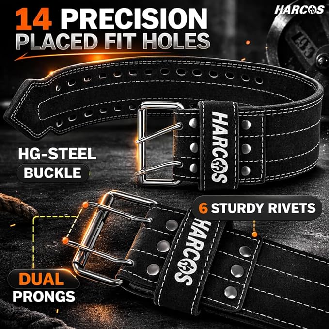 Harcos USPA/IPL Competition Approved 8mm Leather Weightlifting Belt for Men and Women - Heavy Duty Gym Belt for Lifting, Squats, Deadlifts, Powerlifting, Back Support IPF for Fitness Workout