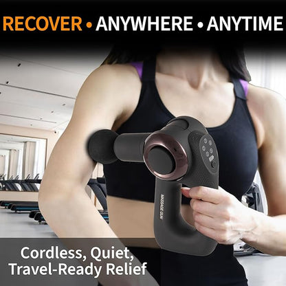 Deep Tissue Percussion Massage Gun | Handheld Multi-Angle Massager | Adjustable Arm for Full-Body Reach | Portable Muscle Recovery Tool | 30 lbs Stall Force | Quiet | 5-Speed | 240 Min Battery