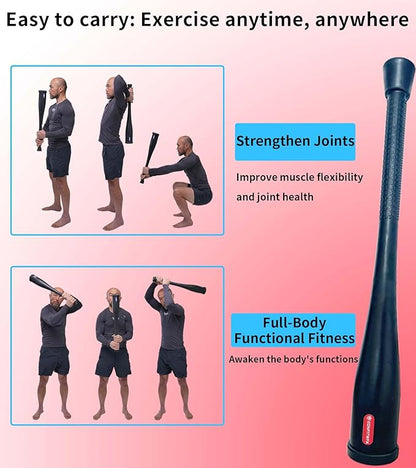 Macebell Clubbell with Anti-Slip Knurled Grip & Safety Ball Head, Rubber Cover Solid Steel Core for Functional Fitness, Strength Training, Home Gym, Full Body Workout, Shoulder, Upper Body Training