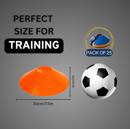 Flexible Soccer Cones (Set of 60/50/40/25) with Mesh Bag & Strap, Sports Cones for Soccer, Basketball, Football Training Equipment, Agility Soccer Cones for Drills Training