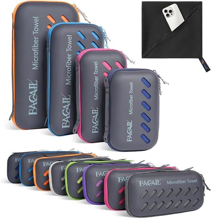 BAGAIL Camping Towel with EVA Case, Compact & Ultra Soft Microfiber Travel Towel - Super Absorbent & Lightweight Quick Dry Towels for Sports, Beach, Gym, Backpacking, Hiking and Yoga