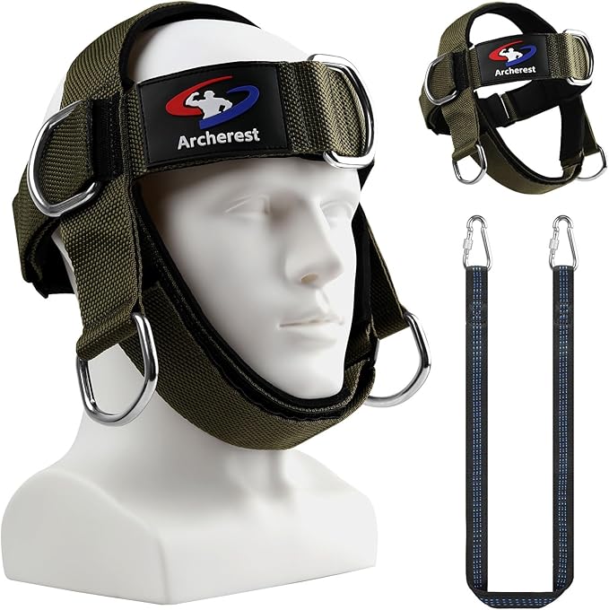 Fitness Neck Head Harness Trainer, Adjustable Chin Strap and Head Harness Strength, Neoprene Neck Exerciser for Weight Lifting, Home and Gym Use