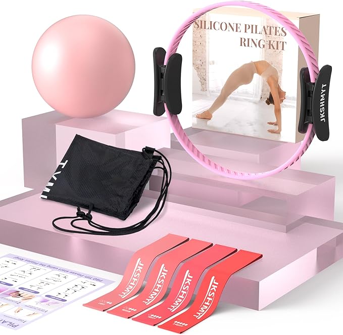 JKSHMYT Pilates Ring Fitness Circle for Women, Pilates Equipment – 14.5" Home Magic Exercise Workout, Better me Pilates Essentials Starter Set for Beginners Toning Shape Full Body