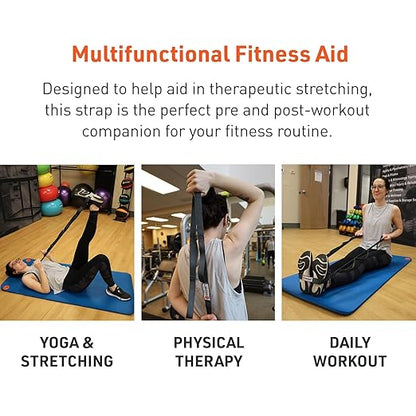 Body Sport Static Stretch Strap, 6 ft. Long - Durable Woven Tool for Home Fitness & Gym with Loops for Yoga, Stretching, Physical Therapy & Rehab