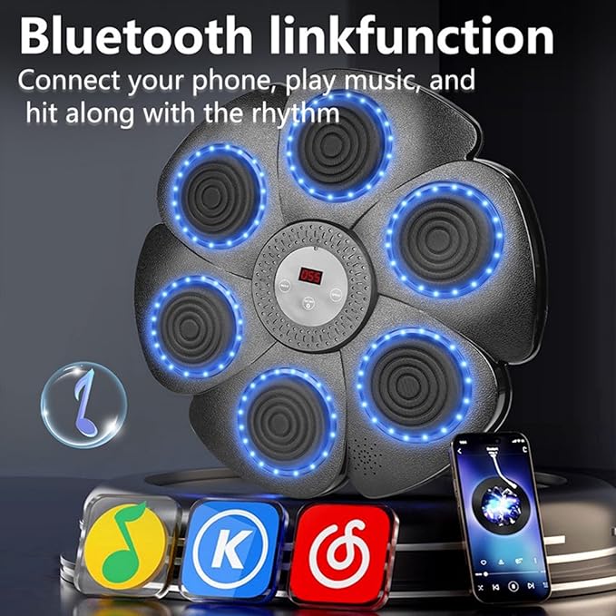 Smart Music Boxing Machine Interactive Punching Trainer with Boxing Gloves Reaction Training with Fun for Adults Kids Seniors Hand-Eye Coordination Unisex Wall Mounted
