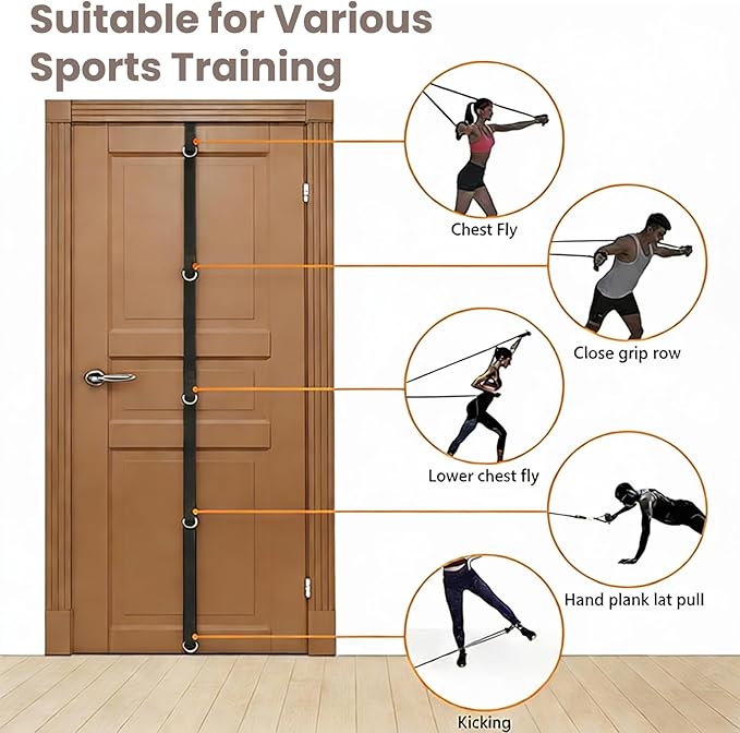 Door Anchor Strap for Resistance Bands Multi Points Anchor With 5 Loops Rings 5.1-meter Door Buckle Strap PE bag Portable Door Resistance Bands for Home Gym Workouts