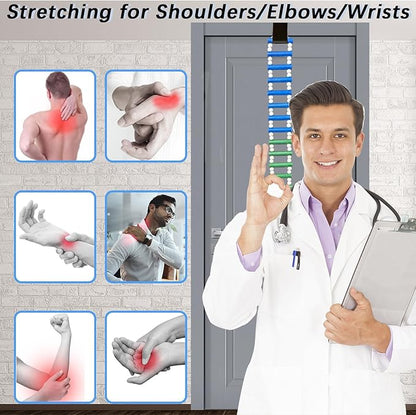 Portable Over-The-Door Shoulder Finger Ladder, Shoulder Pain Relief Wooden Finger Ladder for Hand Therapy and Joint Rehabilitation (Colorful)