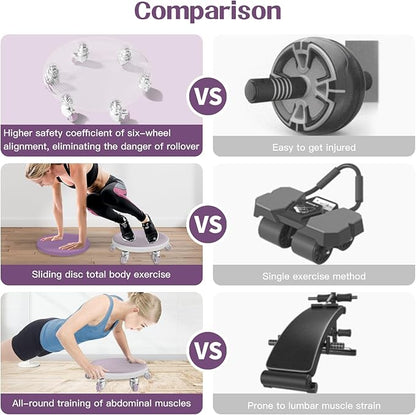 6 Caster Ab Roller, Ab Exercise Equipment with Knee Pads, Ab Roller Wheel for Core Exercise, Abdominal Strength Training for Home Gym, 360° Silent Ab Workout Equipment