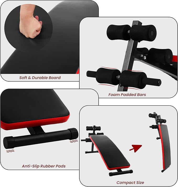 Fitvids Sit Up Bench for Strength Training and Home Gym Workouts, Midnight