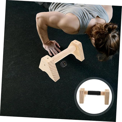 Happyyami 2pcs Wood Parallettes Non- Base for Push- Ergonomic Grip Handles for Home Gym for Calisthenics and Upper Body Strength Workouts