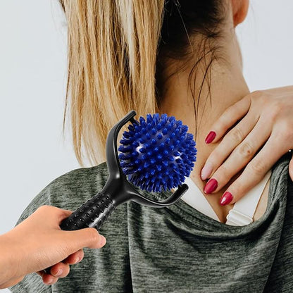 Large Spiky Muscle Massage Roller Stick for Yoga and Pilates Black and Blue Tissue Massager Stick for Calf and Muscle Relaxation for Fitness and Running