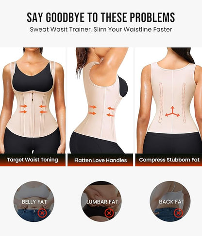 Junlan Waist Trainer for Women - Sauna Suit Sweat Vest for Working Out