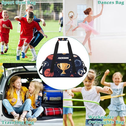 Personalized Basketball Sport Duffel Bags for Kids Boys with Custom Name Gym Training Travel Bags for Overnight Weekender