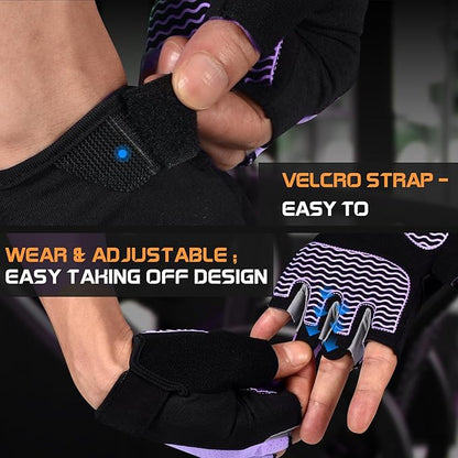 Workout Gloves for Women - Breathable Weight Lifting Gloves with Non-Slip Silicone Padding, Fingerless Gym Gloves for Cycling, Rowing, Pull Ups & Training (4 Sizes)