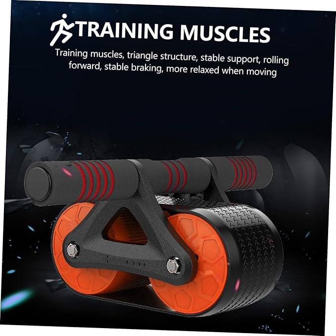Ab Wheel Roller for Core Workout Triangular Stability Abdominal Muscle Trainer Wheel with Ergonomic Handle Fat Burning Exercise Equipment for Home Gym and Office Endurance Training