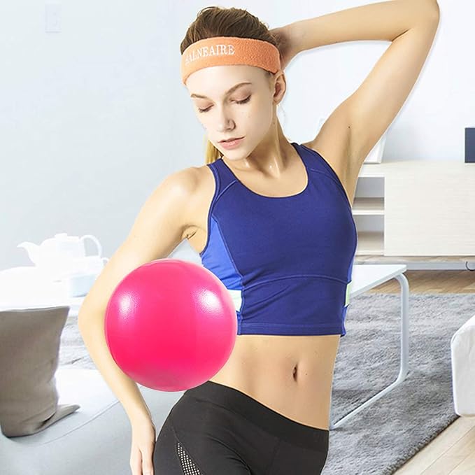 Mini Exercise Ball, 9 Inch Small Gym Ball with Inflatable Straw for Yoga, Pilates, Stability, Barre, Physical Therapy, Stretching and Core Training, Improves Balance, Strength