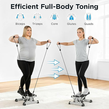 Efitment Mini Stepper Steppers for Exercise at Home Stair Step Cardio Thigh Master Workout Equipment Fitness Pedal Exerciser Non-Slip Pedals with Resistance Bands LCD Digital Monitor Climber