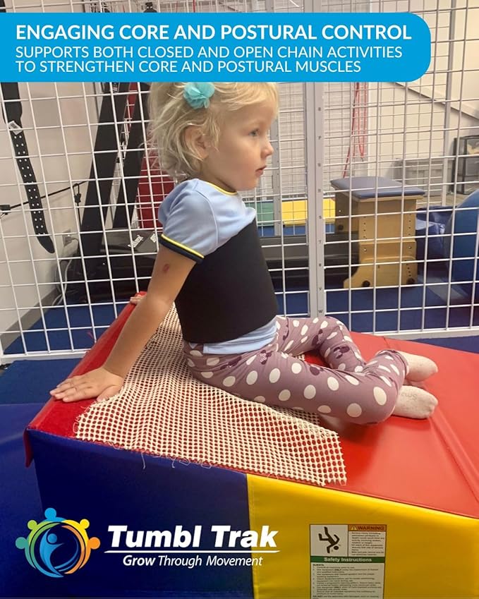 Folding Incline for Pediatric Occupational Therapy - Stimulates Balance, Core Activation, and Proprioceptive Input (Primary Rainbow, 60 in x 84 in x 16 in)