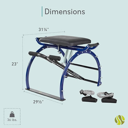 Moxxi Pilates Chair, Exercise Chair with Resistance Bands, Workout Equipment for Home Gym, Up to 250 lb Weight Capacity