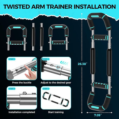 Twister Arm Trainer, Chest Workout Equipment for Men & Women Adjustable 5 Resistance Levels (40-130 lbs), Ergonomic Home Gym Strength Trainer with Anti-Slip Handles & Carry Bag