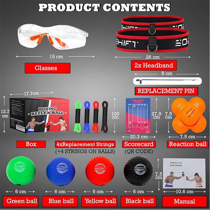 Soul Shift - Boxing Reflex Ball – Dual Competition Set | 2 Adjustable Headbands + 2 Training Balls + App Included | Speed, Agility & Hand-Eye Coordination for Adults & Kids | MMA Training Equipment