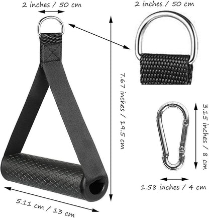 Exercise Handle Workout Handle Heavy Duty Grip Resistance Bands Handles Webbing Grip Puller Handle for Cable Machine Attachments Fitness Equipment with 2 Carabiners