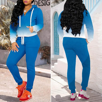 CLOCOR Track Suits for Women Set - Casual 2 Piece Outfits Sweatsuit Pocket Hoodies Long Sleeve with Patchwork Pants Set