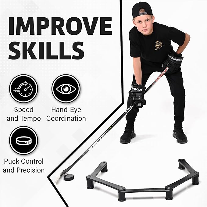 ACE HOCKEY The Snake Trainer - Lightweight Stickhandling Training Tool - Hockey Training Equipment for Puck Control, Reaction Time and Coordination - Portable, Durable and Adjustable