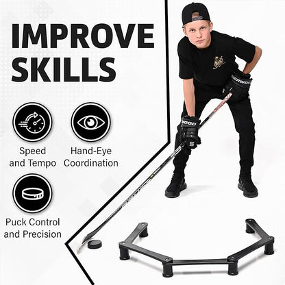 ACE HOCKEY The Snake Trainer - Lightweight Stickhandling Training Tool - Hockey Training Equipment for Puck Control, Reaction Time and Coordination - Portable, Durable and Adjustable
