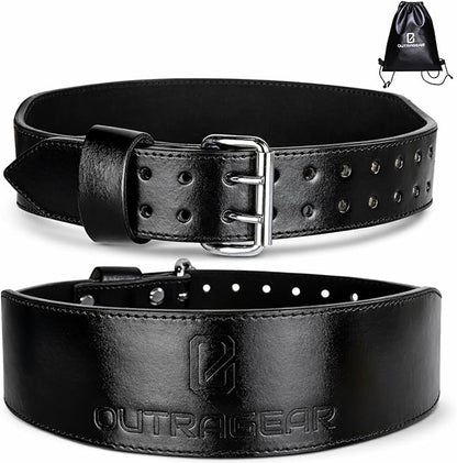 Real Leather Weight Lifting Belt - 7mm Gym Belt for Strength Training - Adjustable Buckle Weight Lifting Belts for Men & Women with Core Back Support
