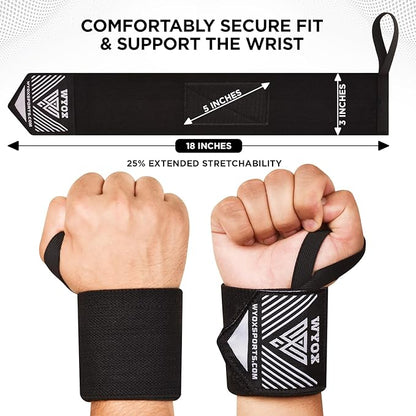 WYOX Wrist Wraps For Weight Lifting With Thumb Loop & power lifting Wrist Straps For Bench Press and Pushups Training Support and Protection Wrist Support for bodybuilding
