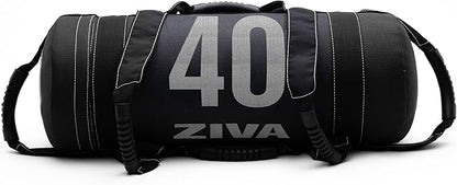 ZIVA Premium Power Core Sandbag - Elite Level Pre-Weighted Workout Bag, Commercial Grade Textured DuraLeather Shell, Reinforced Stitching Webbing, Ergonomic Handles | Home Gym Exercise - (10-50 lbs.)