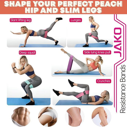 Non-Slip Hip Resistance Bands for Working Out - Fabric Elastic Exercise Bands Strength Training, Physical Therapy, Pilates & Yoga - Booty Workout Bands for Women/Men Legs & Thigh Glutes