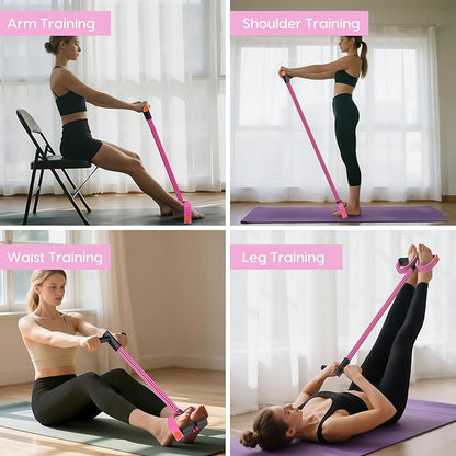 Resistance Bands with Handles, 6-Tube Elastic Foot Pedal Resistance Bands, Natural Rubber Ankle Puller Sit-up Exercise, Multifunction Fitness Band for Abdomen, Waist, Arm, Leg Stretching Training