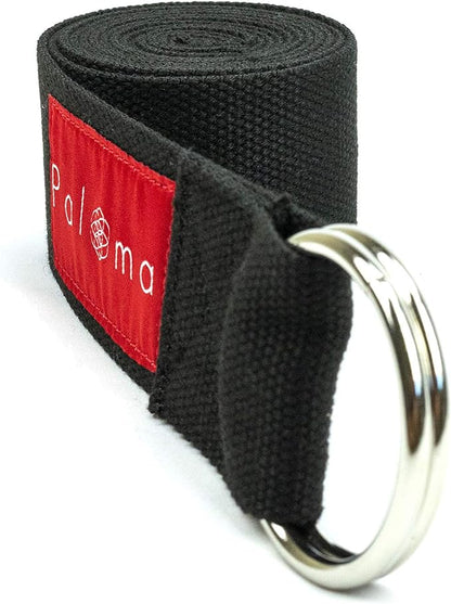 Paloma Yoga Strap for Stretching - Wide Adjustable Cotton Strap with Durable O-Ring Buckle - Available in Standard Sizes 6 ft, 8 ft & 10 ft
