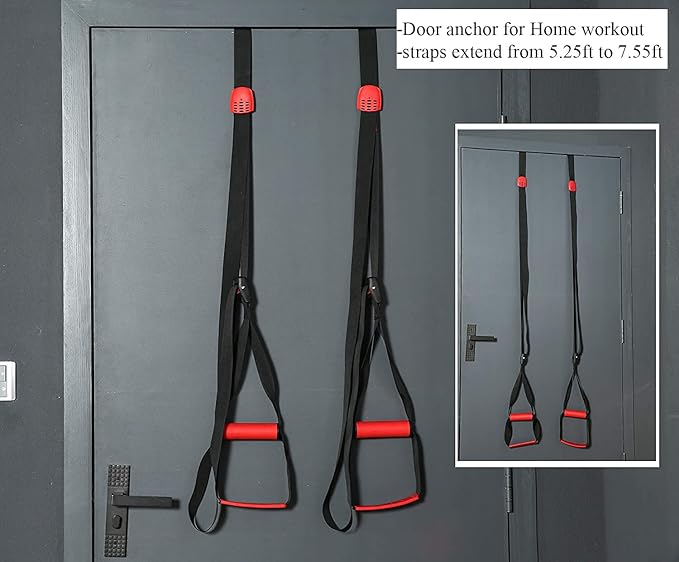 Training All-in-One Suspension Trainer Exercise Equipment Bundle,Bodyweight Fitness Resistance Trainer Kit with Pro Straps for Door Pull up Bar, Anchor Point for Complete Body Workouts V1