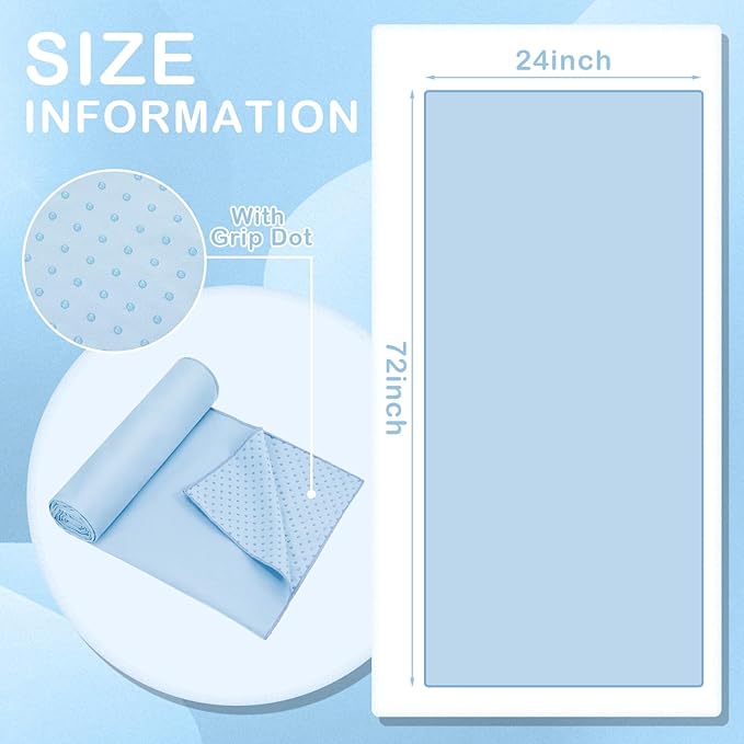 Soulchen 6 Pack Hot Yoga Towel Bulk with Grip Dot Non Slip 72" x 24" Microfiber Yoga Mat Soft Sweat Absorbent Pilates Blanket Mat Towel for Exercise Fitness Accessories Workout Gym(Blue)