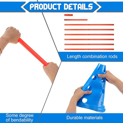 Dog Agility Hurdle Cone Set Dog Agility Course Backyard Set with Height Adjustable Include 12 Cones 6 Rods Training Equipment for Pet Obstacle Course Outdoor Games(Blue, Orange)
