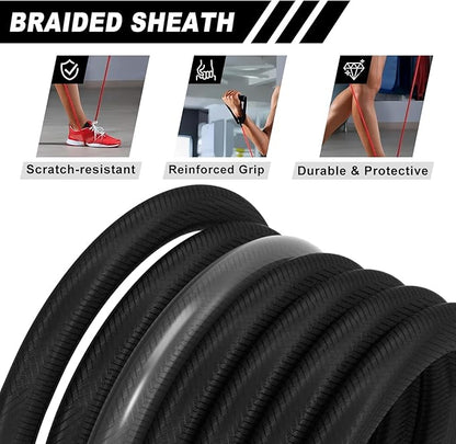 Resistance Bands for Working Out,150LBS Exercise Bands with Handles,Workout Bands for Men Women, Fitness Bands Set for Muscle Training, Strength, Slim, Yoga, Home Gym Equipment