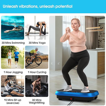 SoftGym Vibration Plate Exercise Machine for Lymphatic Drainage,Power Vibrate Stand Shake Board 450 Lbs Capacity Whole Body Workout Waver with Fitness Resistance Bands Weight Loss Gifts for Women Men