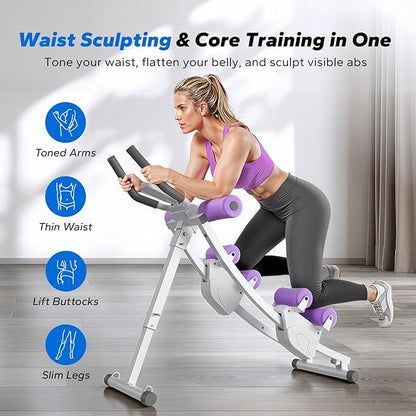 MERACH Ab Machine, Adjustable Ab Trainer Machine, AB Workout Equipment for Home Gym, Independent Dual Tracks for Mountain Climber, Foldable for Home Exercise, Load Capacity 440 LBS