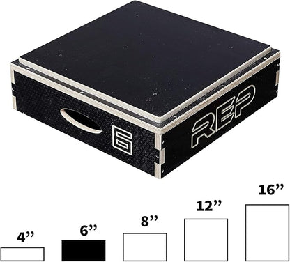 Rep Wooden Plyo Box | Stackable Jump Platforms for Home Gym Workouts | Multiple Height Options from 4, 6.8 and 12" Exercise Step Up Boxes for CrossFit & Plyometric Training | Durable Fitness Equipment