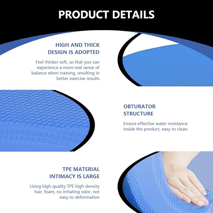 2Pcs Foam Balance Pad Oval Yoga Pad Cushioning Protection with Closed-Cell Structure 2in Thick Exercise Balance Pad Balance Pad Blue