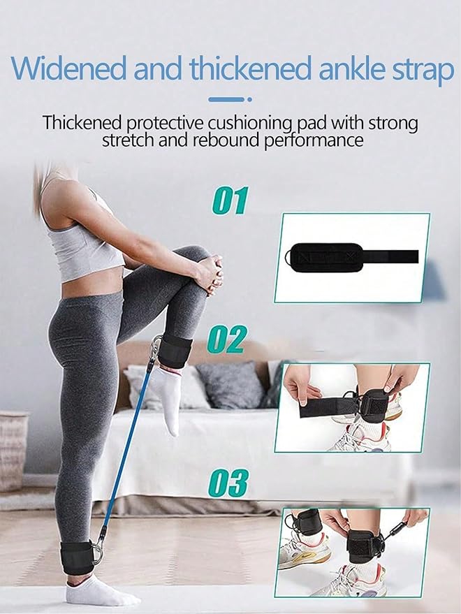 11 Piece Ankle Resistance Bands Set with Cuffs for Women Glute Workout Equipment Butt Lift Leg Training Home Gym Exercise Loops 5 Gradient Levels Booty Builder Kit