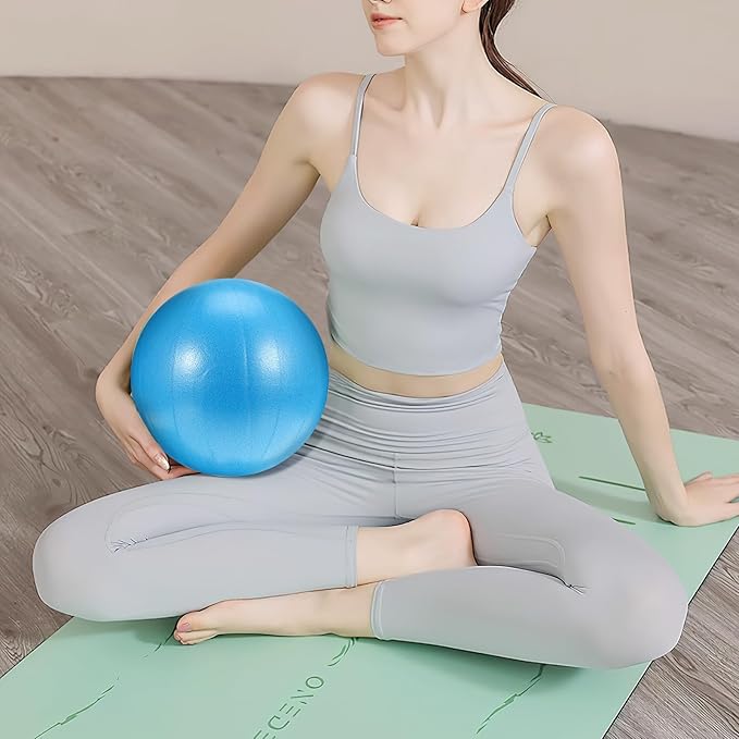 Veemoon Mini Pilates Ball Small Exercise Ball PVC Material Stability Trainer Core Workout Accessory Blue for Home Gym Fitness Yoga and Physical Therapy