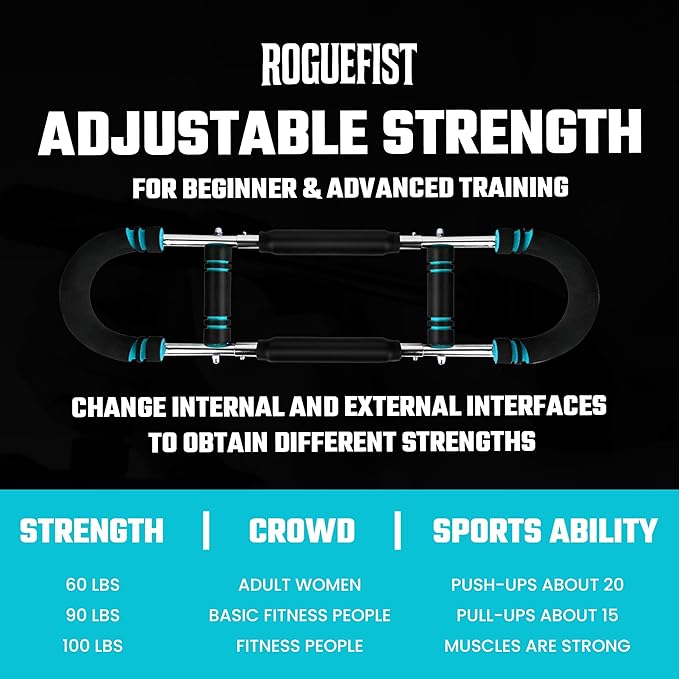 Twister Arm Trainer, Adjustable 3 Resistance Levels (60–100 lbs) Stainless Steel Arms Strengthener for Shoulders, Biceps Chest Workout Equipment with Added Silicone Gym Grip Pads