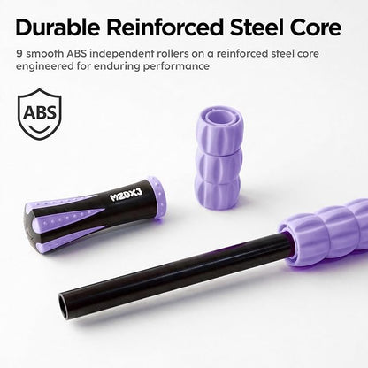 Muscle Roller & Massage Roller Stick for Athletes - Lymphatic Drainage Support, Relieves Muscle Soreness, Cramping & Tightness - Targets Legs, Arms, Back & Calves （Purple - 18inch）